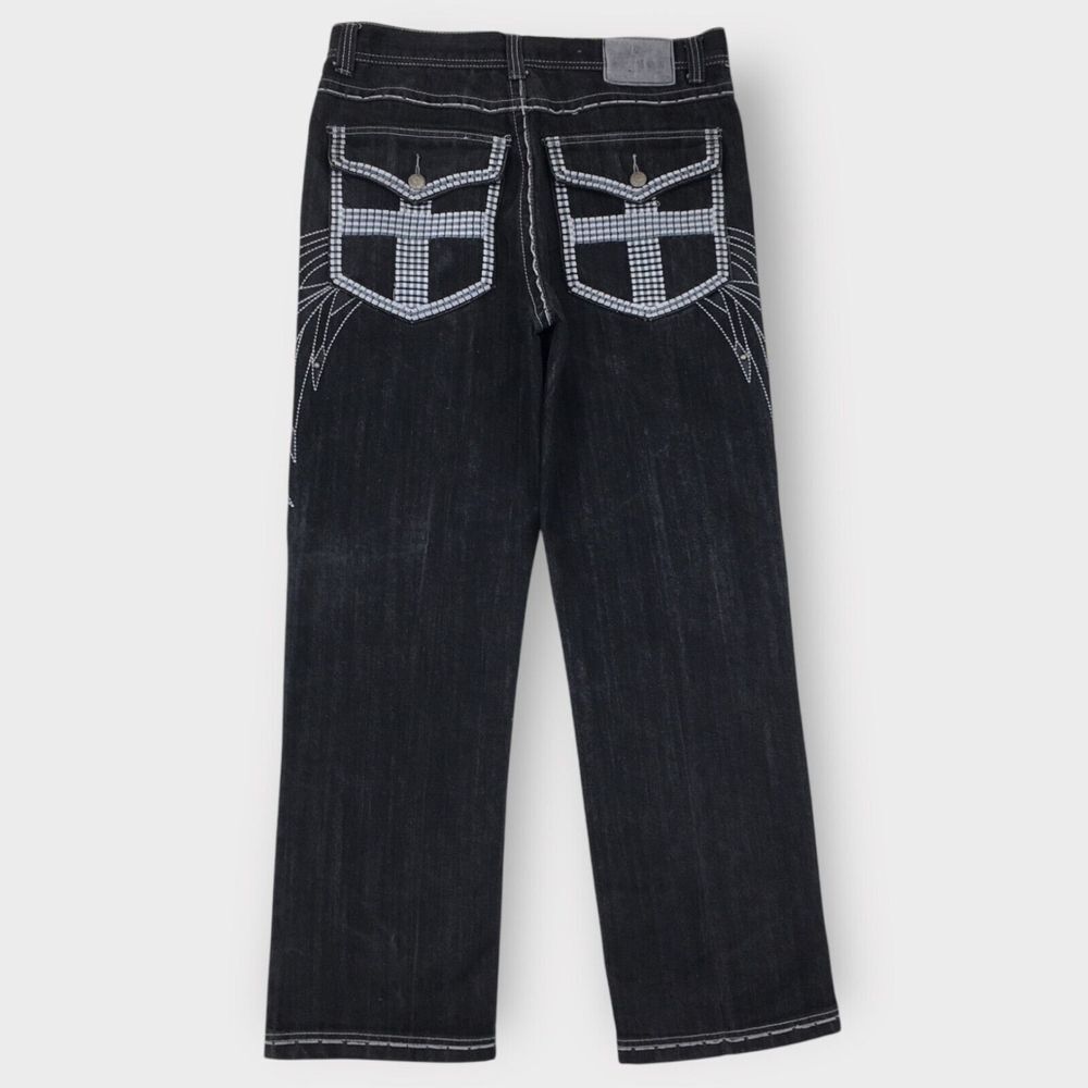 Vintage Y2K Jeans Black Fade Baggy Skater Mens Size 36x32 Flap Pocket‎